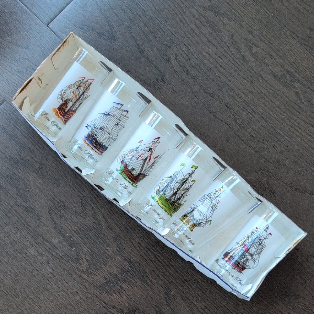 NWOT Vintage Luminarc Nautical Ship Glass Set of 6